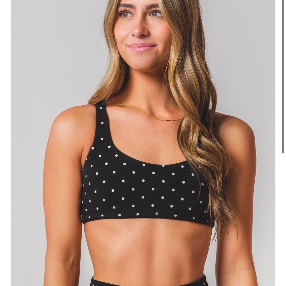Classic Polka Dot Sports Bra - Black and White